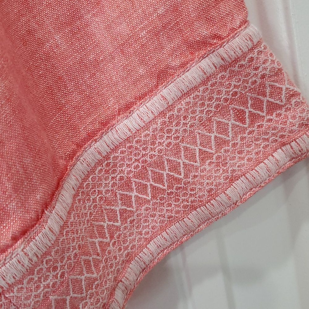 Tommy Bahama Sunset Salmon 100% Linen Embroidered Tunic Size Small - Picture 3 of 6